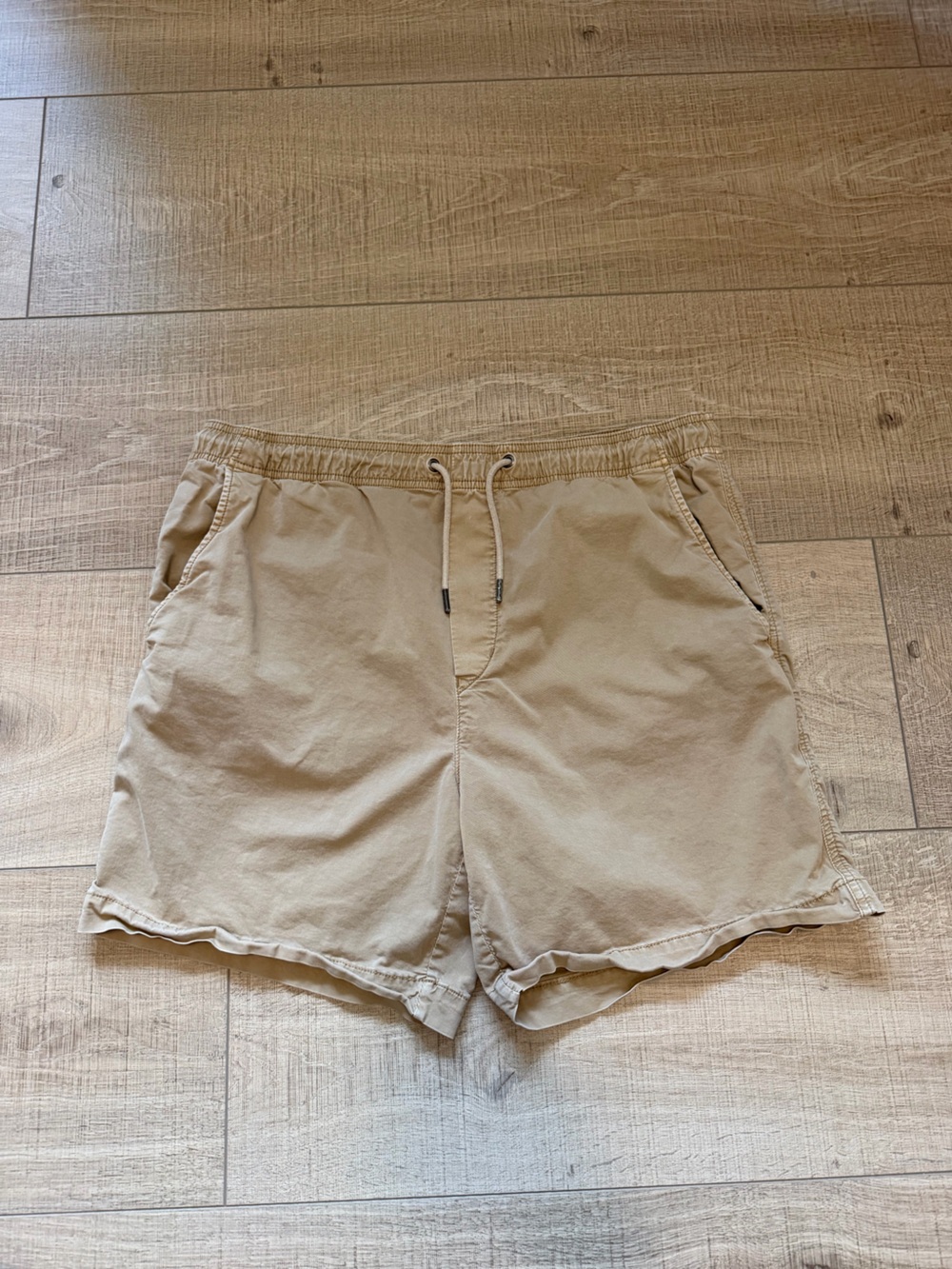 American Eagle Flex Elastic Waist Drawstring Shorts Khaki Tan Men's M